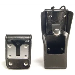 Housse cuir avec clip pivot métal et fenêtre plastique