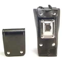 Housse cuir avec clip pivot métal et fenêtre plastique