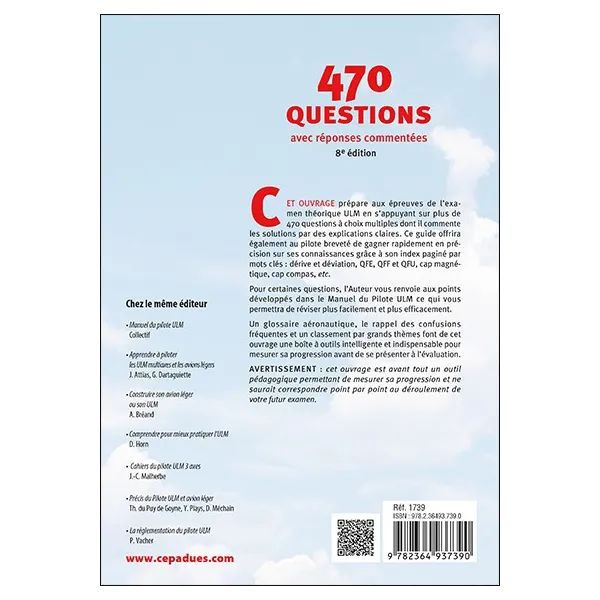 470 questions avec réponses commentées (pilotes ULM) 8e ED