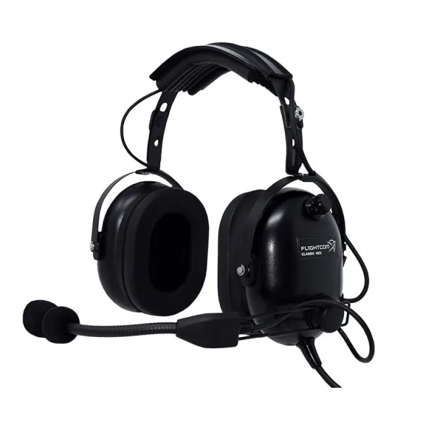 Casque Flightcom 4DX Classic : double jack aviation - passif - câble droit