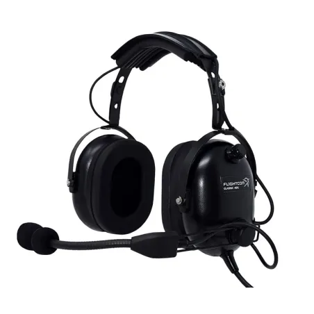 Flightcom 4DX Classic Headset: dual aviation jack - passive - straight cable for airplane pilots | BAYO