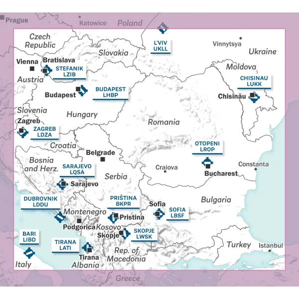 Eastern Europe | VFR Chart AIRMILLION for airplane pilots | BAYO