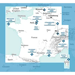 	France, Luxembourg, Belgique, Suisse | Carte VFR AIRMILLION for airplane pilots | BAYO