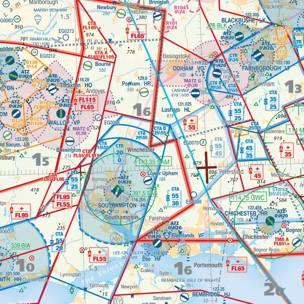 ZOOM Southern UK | VFR Chart AIRMILLION for airplane pilots | BAYO