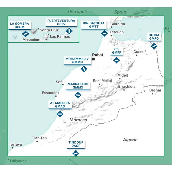 Morocco & Canary Islands | VFR Chart AIRMILLION for airplane pilots | BAYO