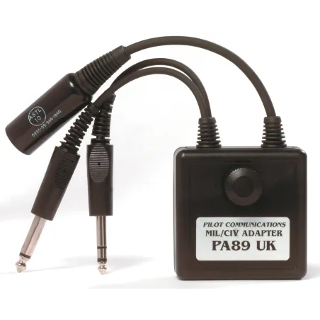 Adaptateur casque hélico basse impédance femelle Nato UK vers double jack avion male haute impédance