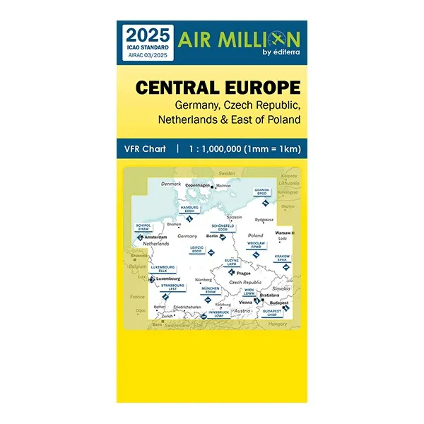Carte VFR AIRMILLION Centrale Europe 2025 Echelle de 1 1000000