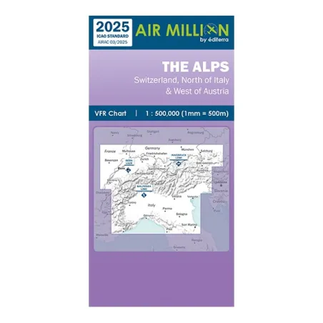 Carte VFR AIRMILLION Les Alpes 2025 Echelle de 1 500000