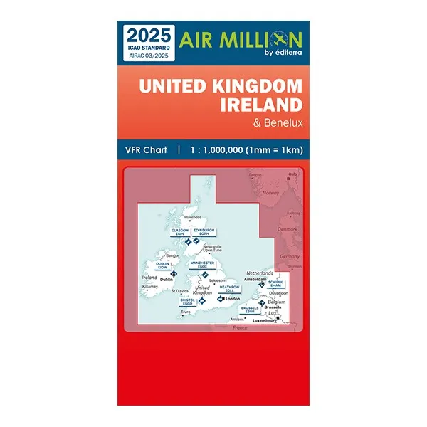 Carte VFR AIRMILLION United Kingdom et Irlande 2025 Echelle de 1 1000000