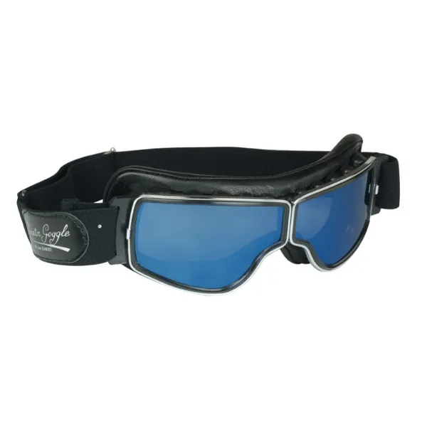 Lunettes Aviator Goggle Cuir noir  - 1