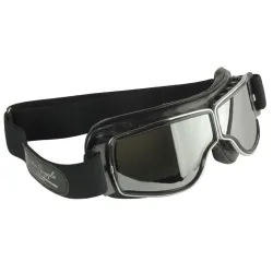 Lunettes Aviator Goggle Cuir noir avec passages de lunettes de vue  - 1