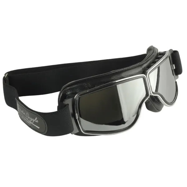 Lunettes Aviator Goggle Cuir noir avec passages de lunettes de vue  - 1