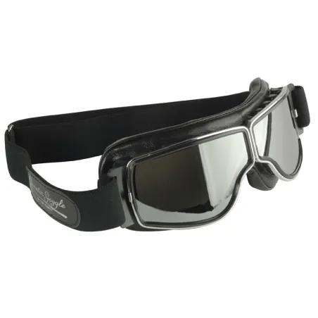 Lunettes Aviator Goggle Cuir noir avec passages de lunettes de vue  - 1