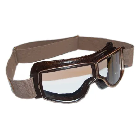 Aviator Goggle Glasses Aged Brown Leather with prescription lens slots for airplane pilots | BAYO