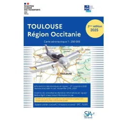 Carte VFR SIA seconde édition 2025 Toulouse Région Occitanie au format 1:250000