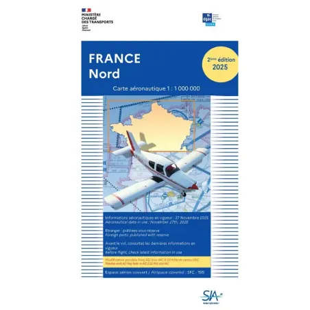 SIA VFR Chart – Northern France, Second Edition 2025, 1:1,000,000 Scale